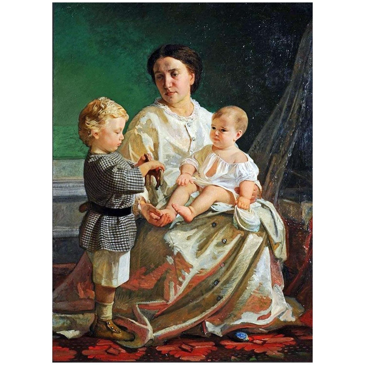 Николай Ге. Жена художника с сыновьями Николаем и Петром. 1861. Русский музей