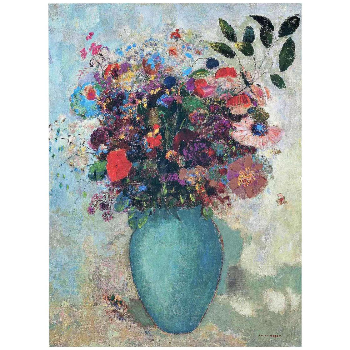 Odilon Redon. Flowers in a Turquoise Vase. 1912. Private collection