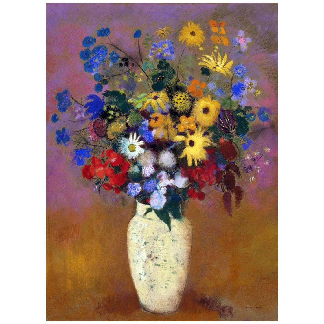 Odilon Redon. Bouquet in Japanese Vase. 1912-1914. Private collection