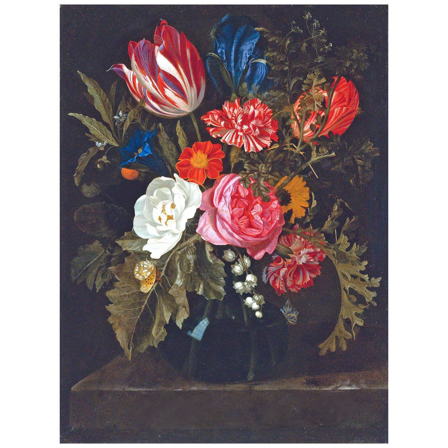 Maria van Oosterwijck. Flowers in a vase on a marble ledge. 1680. NIAH Amsterdam