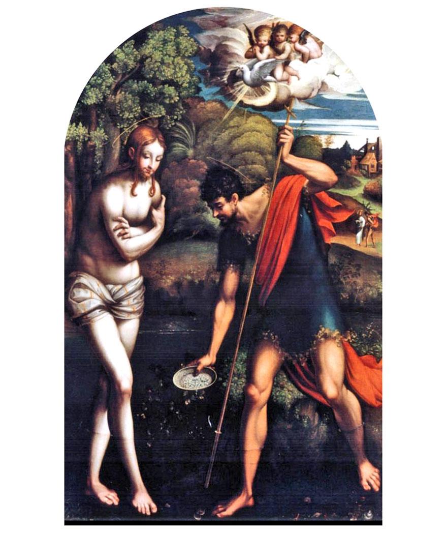 Parmigianino. Baptism of Christ. 1520-s. Gemaldegalerie, Berlin