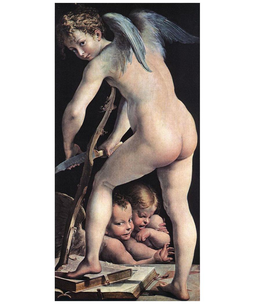 Parmigianino. Cupido taglia un Arco. 1534-1535. Kunsthistorischesmuseum, Wien