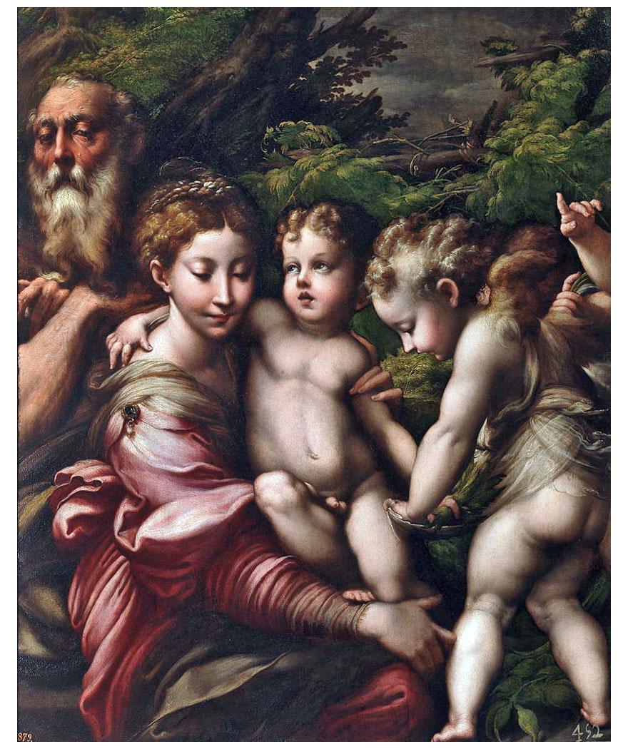 Parmigianino. La Sagrada familia con angeles. 1524. Museo del Prado, Madrid