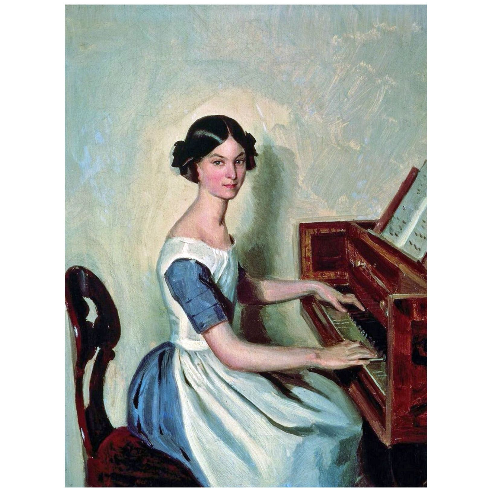 Павел Федотов. Н.П. Жданович за фортепьяно. 1849. Русский музей