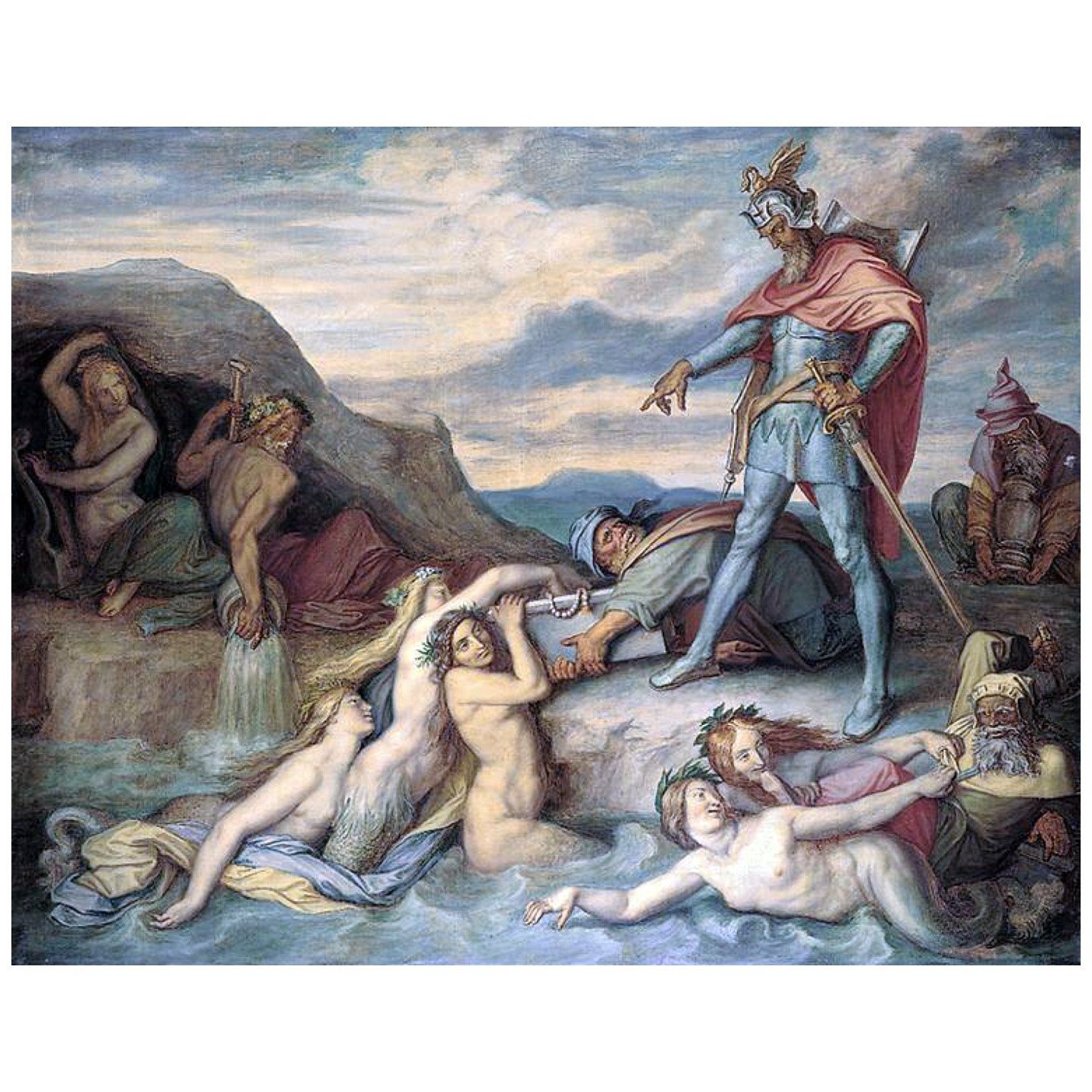 Peter von Cornelius. Hagen versenkt den Nibelungenhort. 1859. Alte Nationalgalerie Berlin