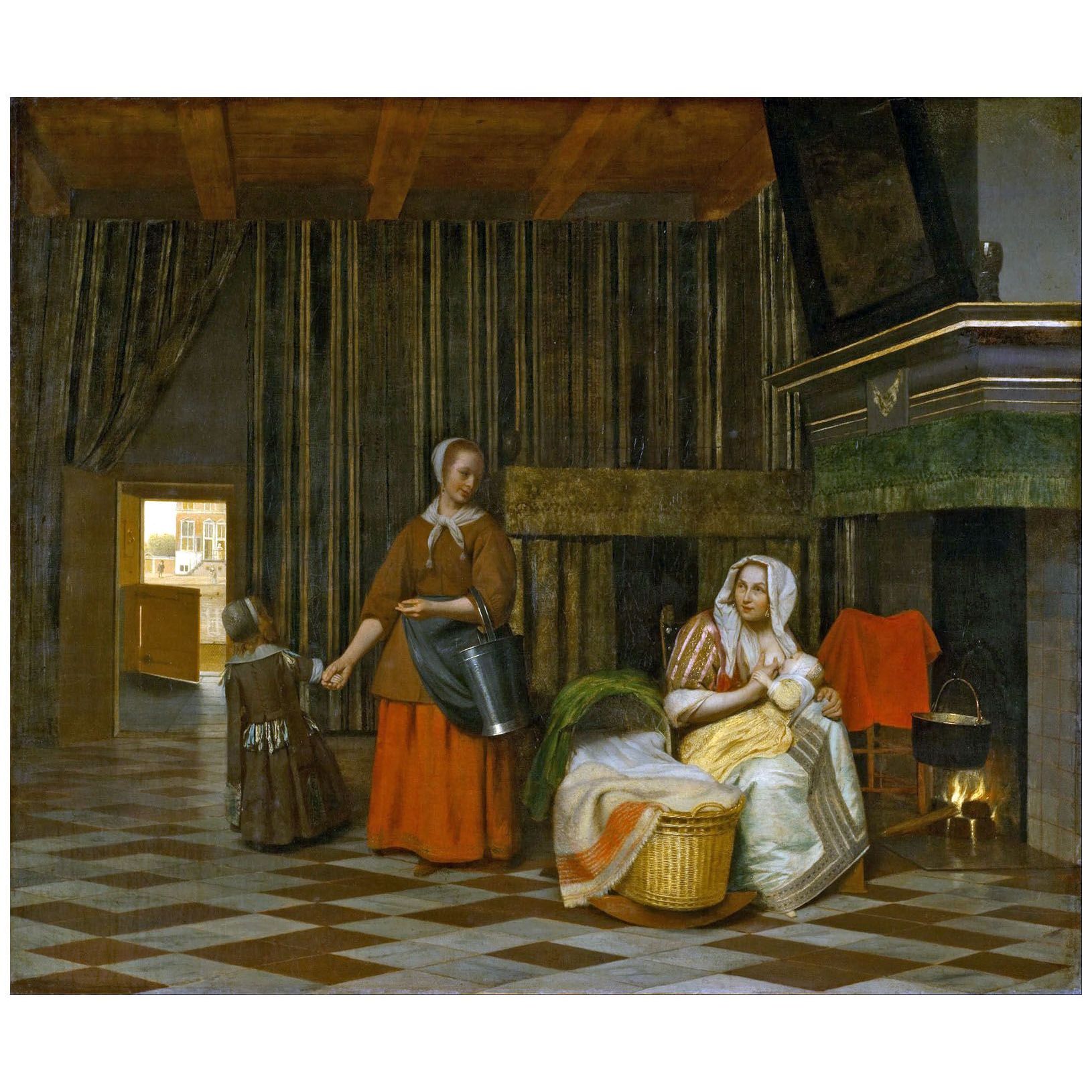Pieter de Hooch. Woman and Child with Serving Maid. 1663-1665. KHM Wien
