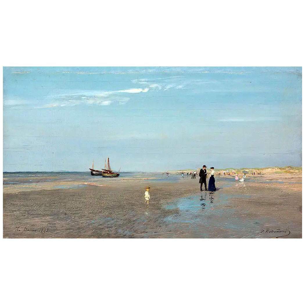 Иван Похитонов. На пляже в Ла-Панн. 1895, 14,3 х 25,1 см. Третьяковская галерея
