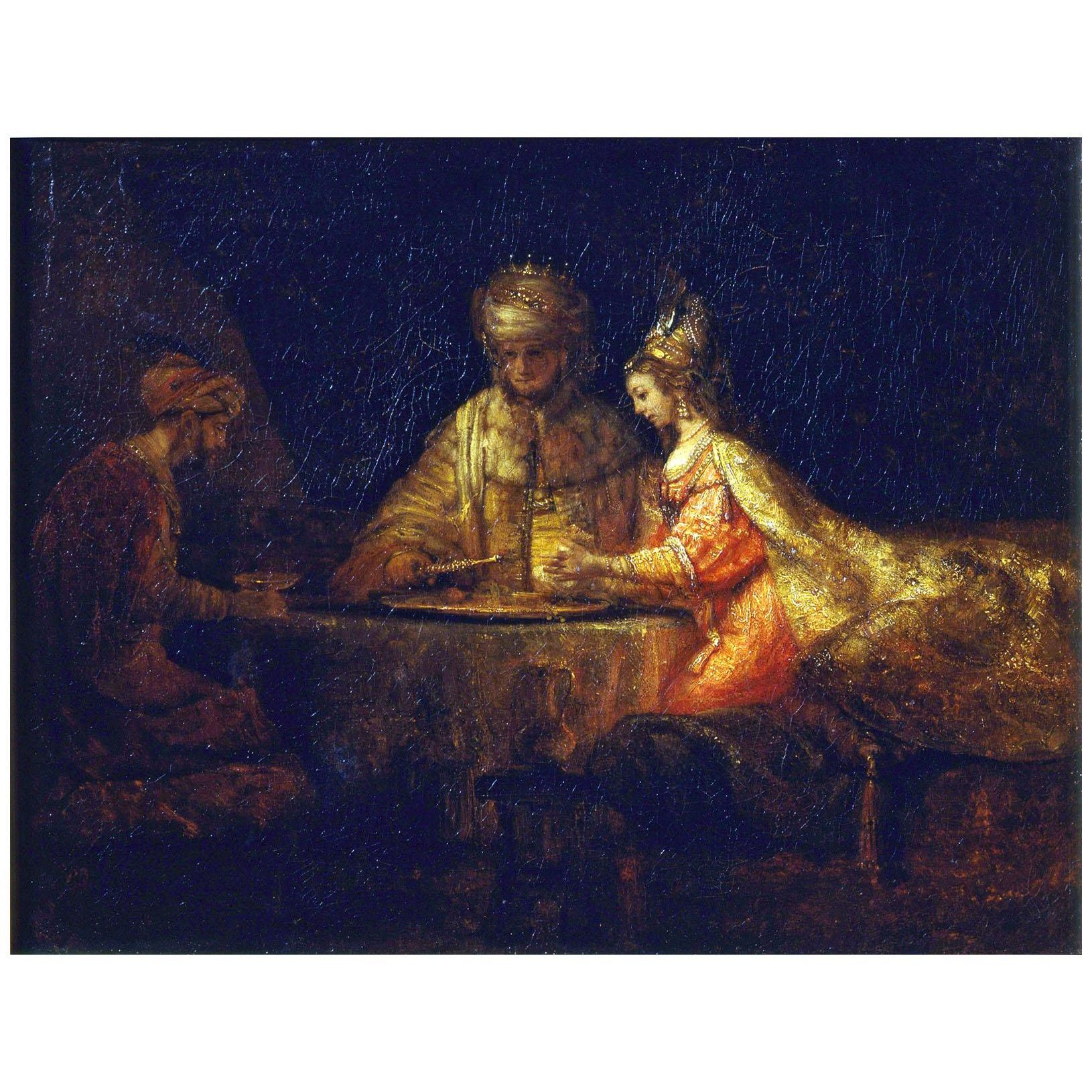 Rembrandt. Ahasuerus, Haman and Esther. 1660. Pushkin Museum