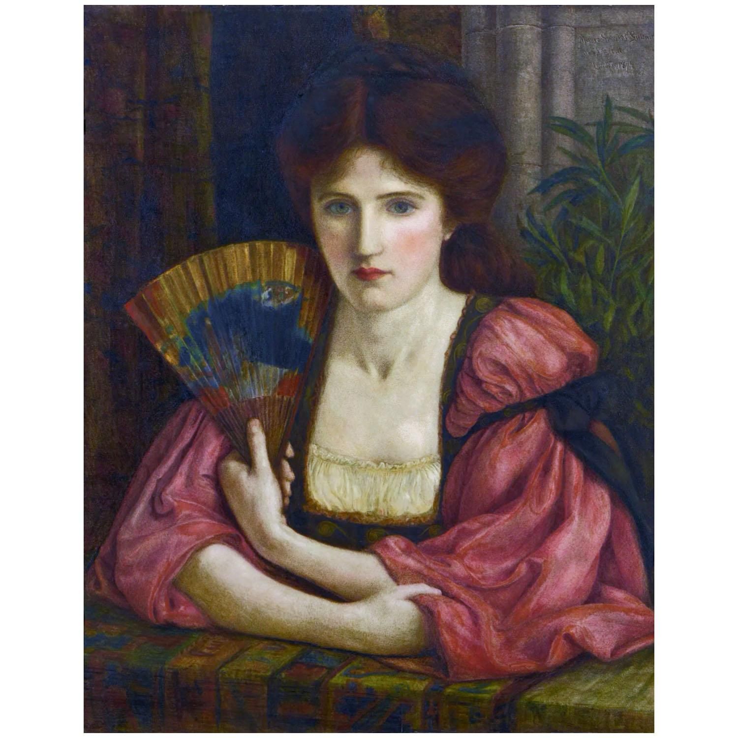 Marie Spartali. Self-Portrait with a Fan. 1874. Private collection