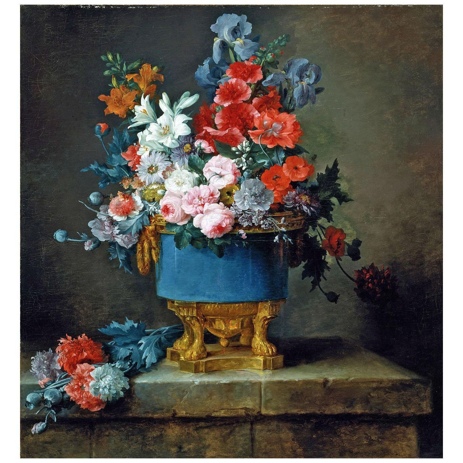 Anne Vallayer-Coster. Bouquet de Fleurs dans un vase bleu. 1776. Dallas Museum of Art
