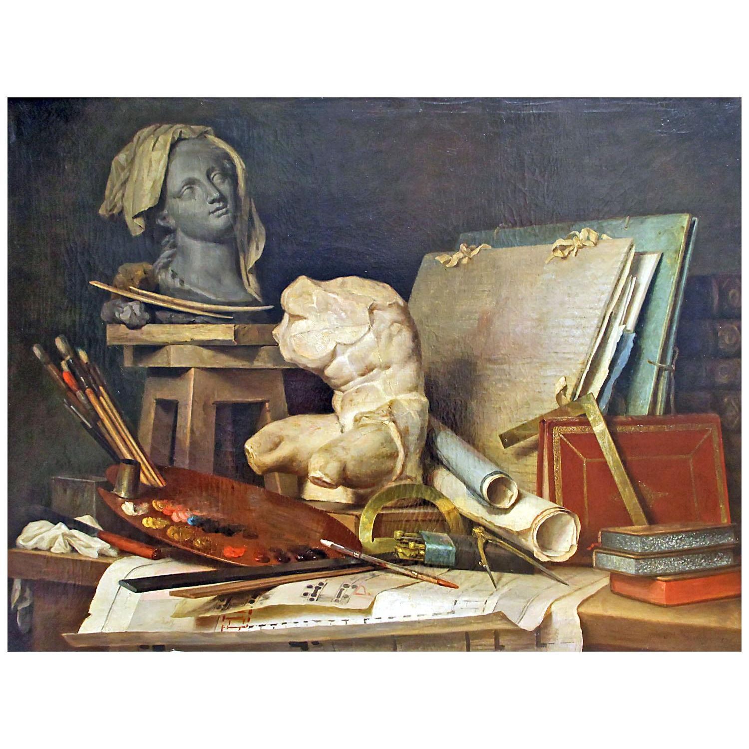 Anne Vallayer-Coster. Les Attributs de la peinture, de la sculpture et de l'architecture. 1769. Louvre