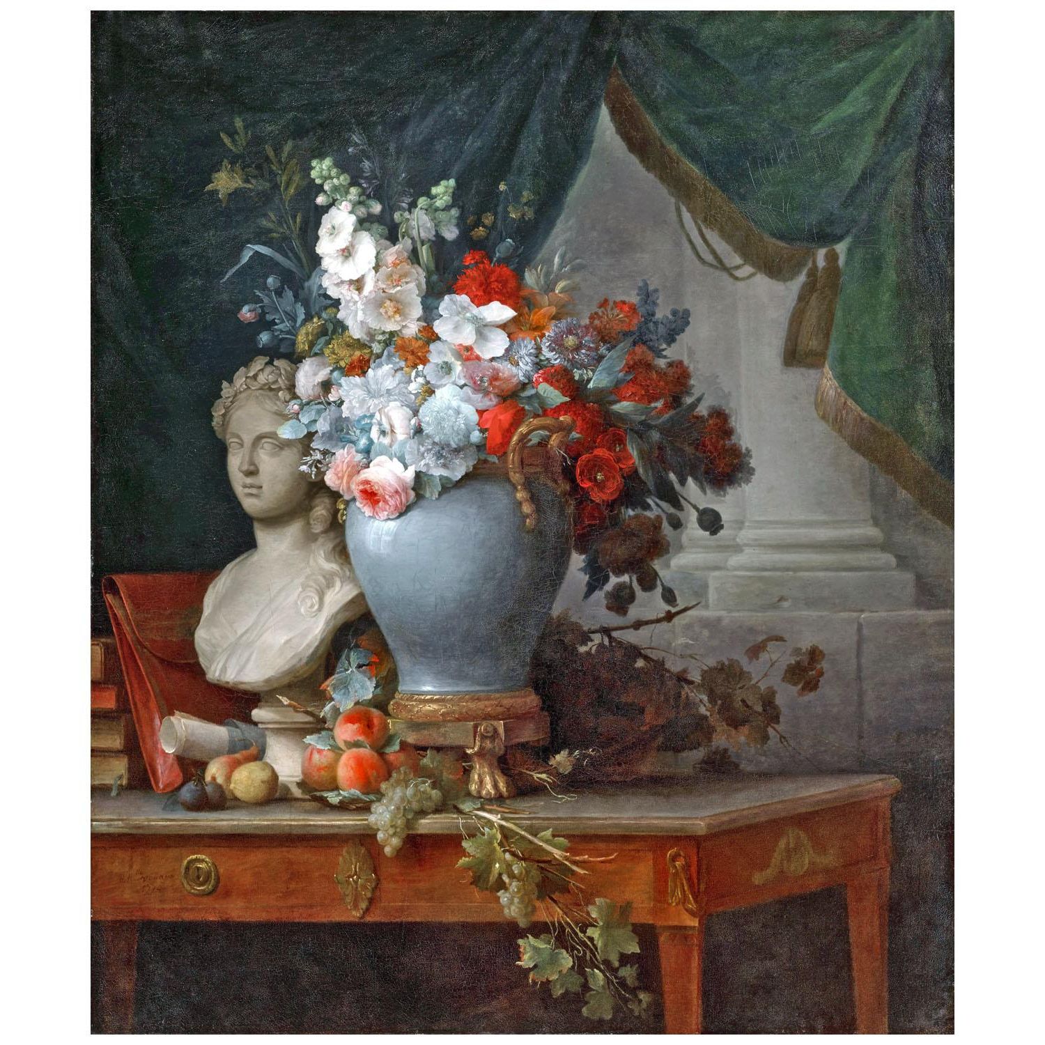 Anne Vallayer-Coster. Vase de Fleurs avec un Buste de Flore. 1774. Private collection
