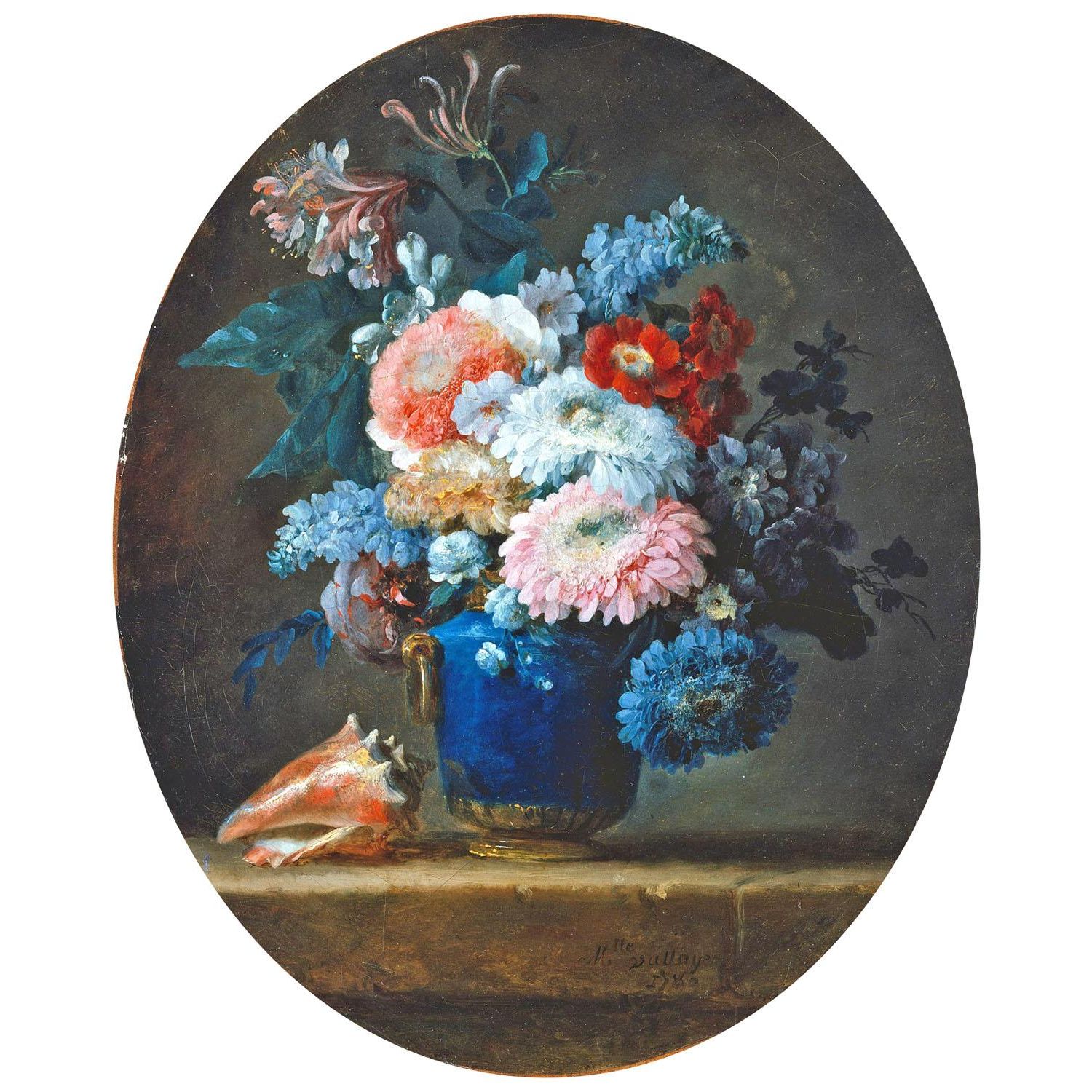 Anne Vallayer-Coster. Vase de Fleurs et Coquille de Conque. 1780. Metropolitan Museum NY