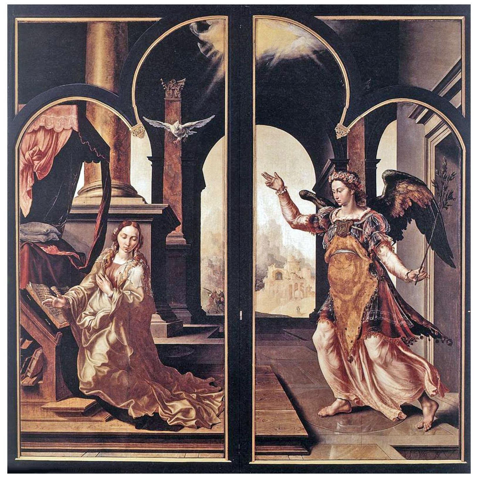 Maarten van Heemskerck. Annunciation (Draper’s Altar). 1546. Mauritshuis Den Haag