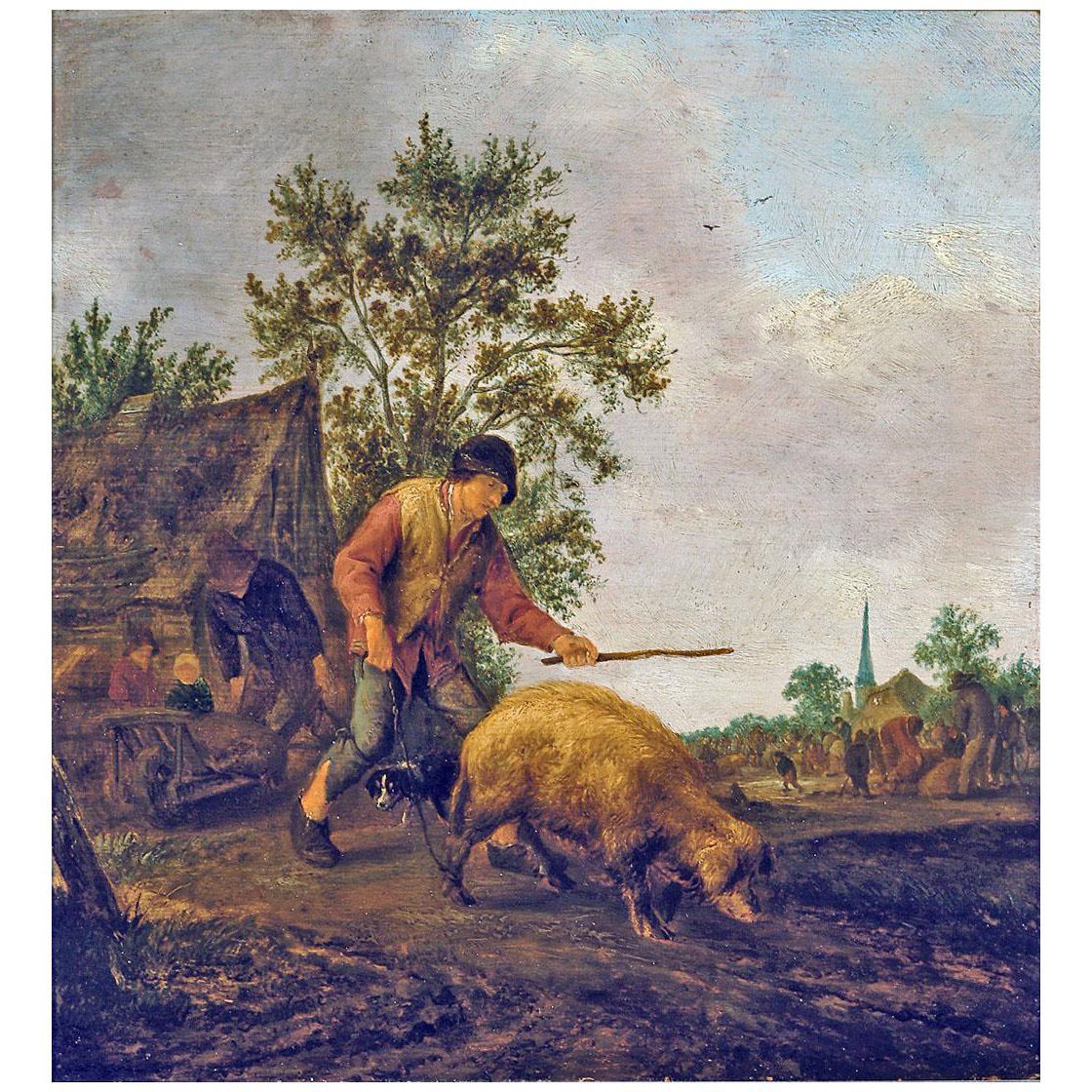 Adriaen van Ostade. Farmer with a Pig. 1644. Frans Hals Museum