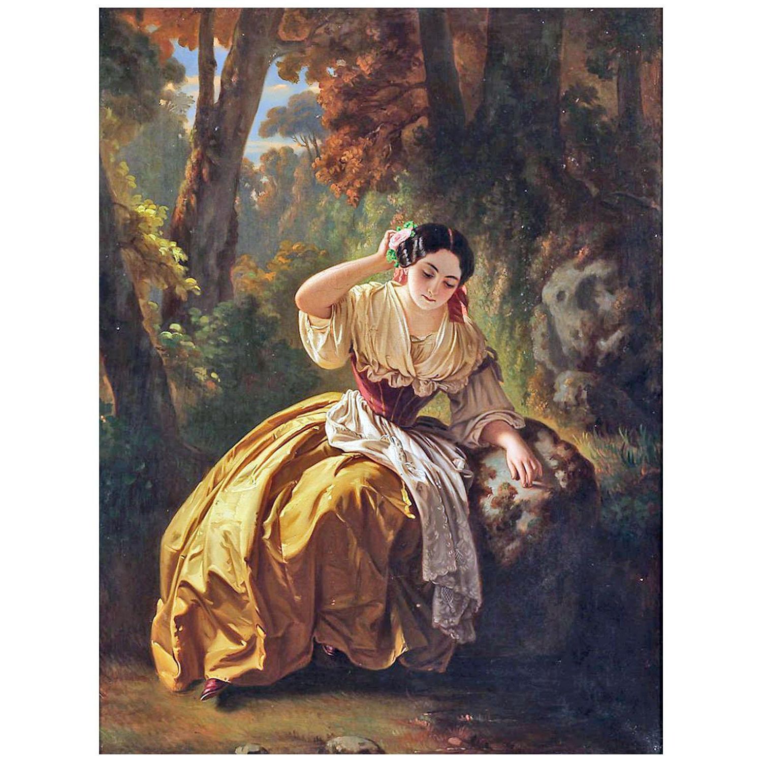 Тимофей Нефф. Девушка с розой в волосах. 1831. Частное собрание