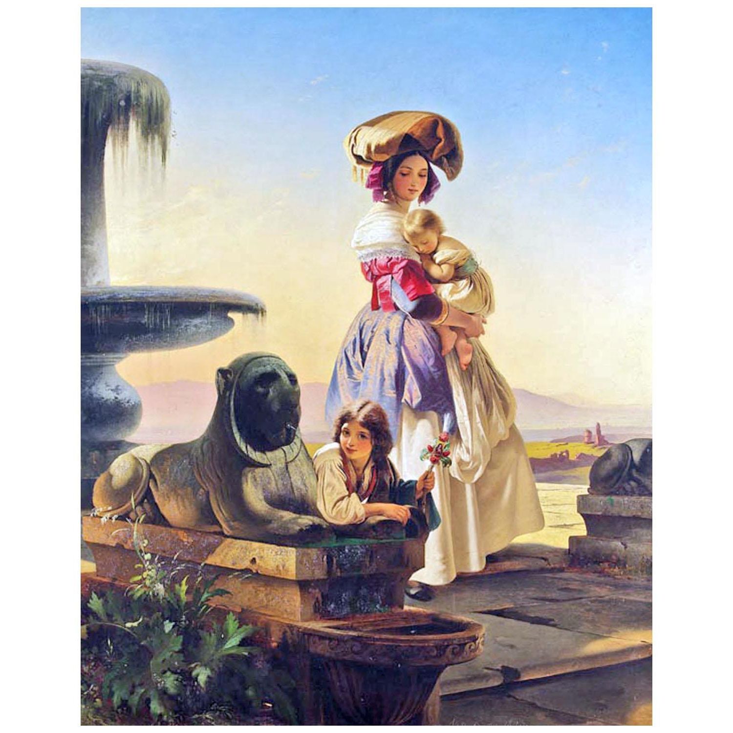 Тимофей Нефф. Итальянка с детьми. 1843. Частное собрание