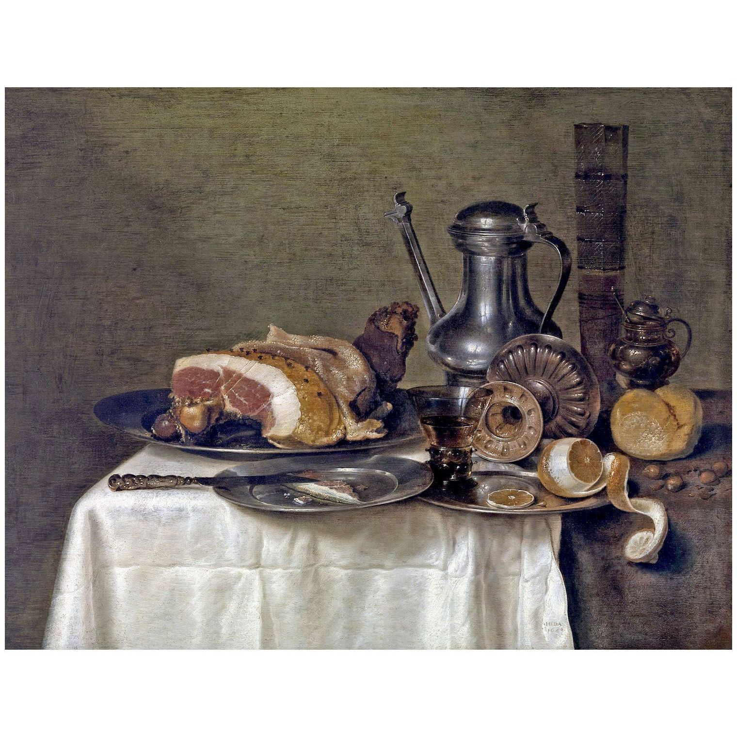 Willem Claesz Heda. Still-Life with Ham and Bread. 1649. MSK Ghent