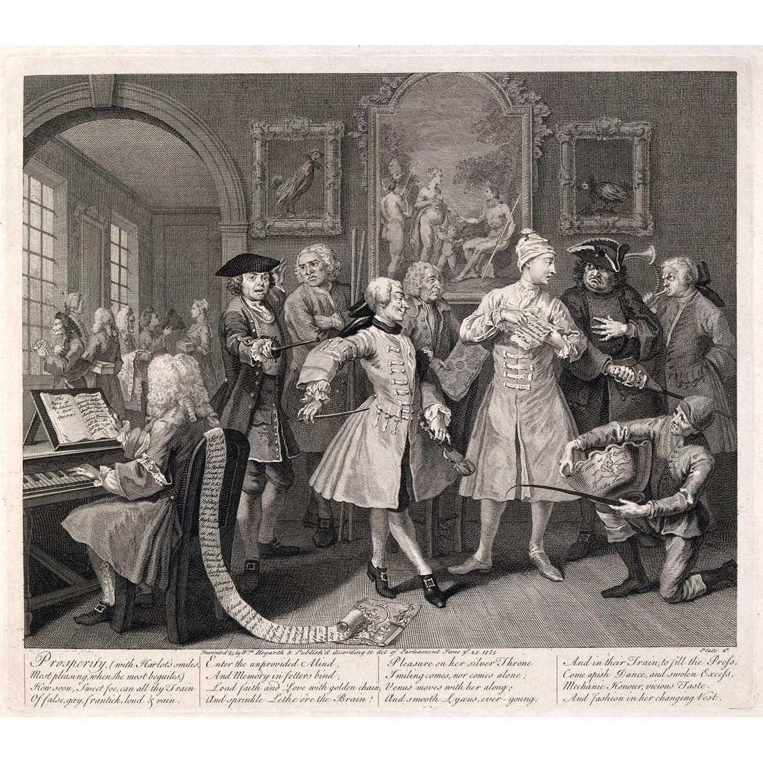 William Hogarth. The Levee (engraving). A Rake’s Progress #2. 1735