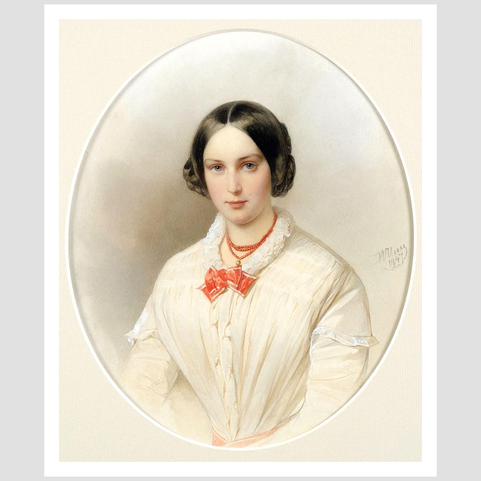 Владимир Гау. Луиза Гау, жена художника. 1847. Художественный музей, Таллинн