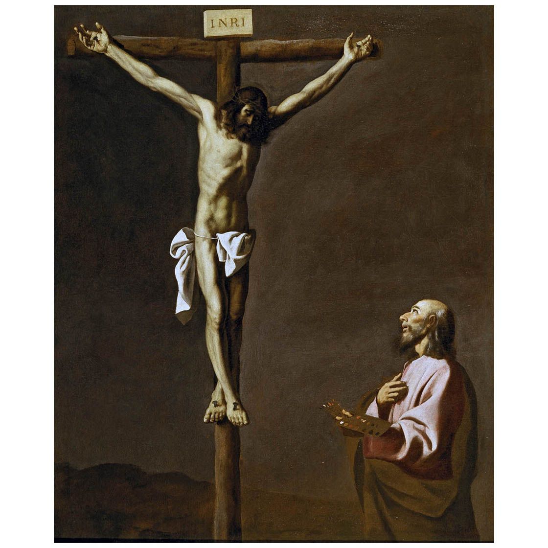 Francisco de Zurbaran. Cristo crucificado, con un pintor. 1635. Museo del Prado