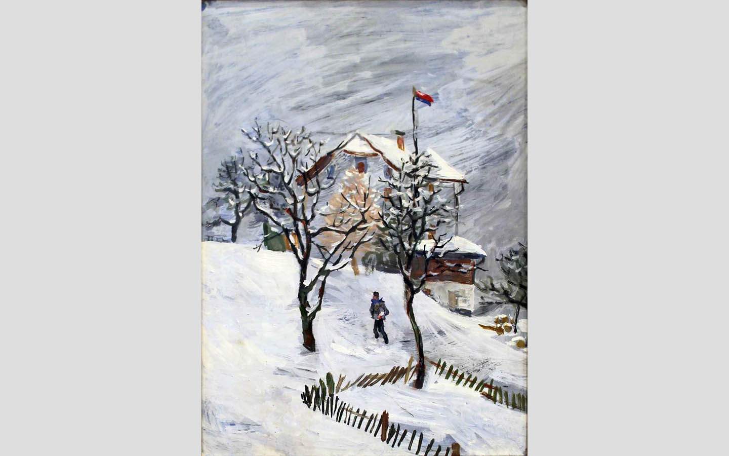 Натан Альтман. Зимний пейзаж. 1928-35, бум., гуашь