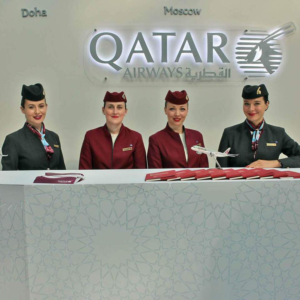Стенд Qatar Airways на Cosmoscow 2018