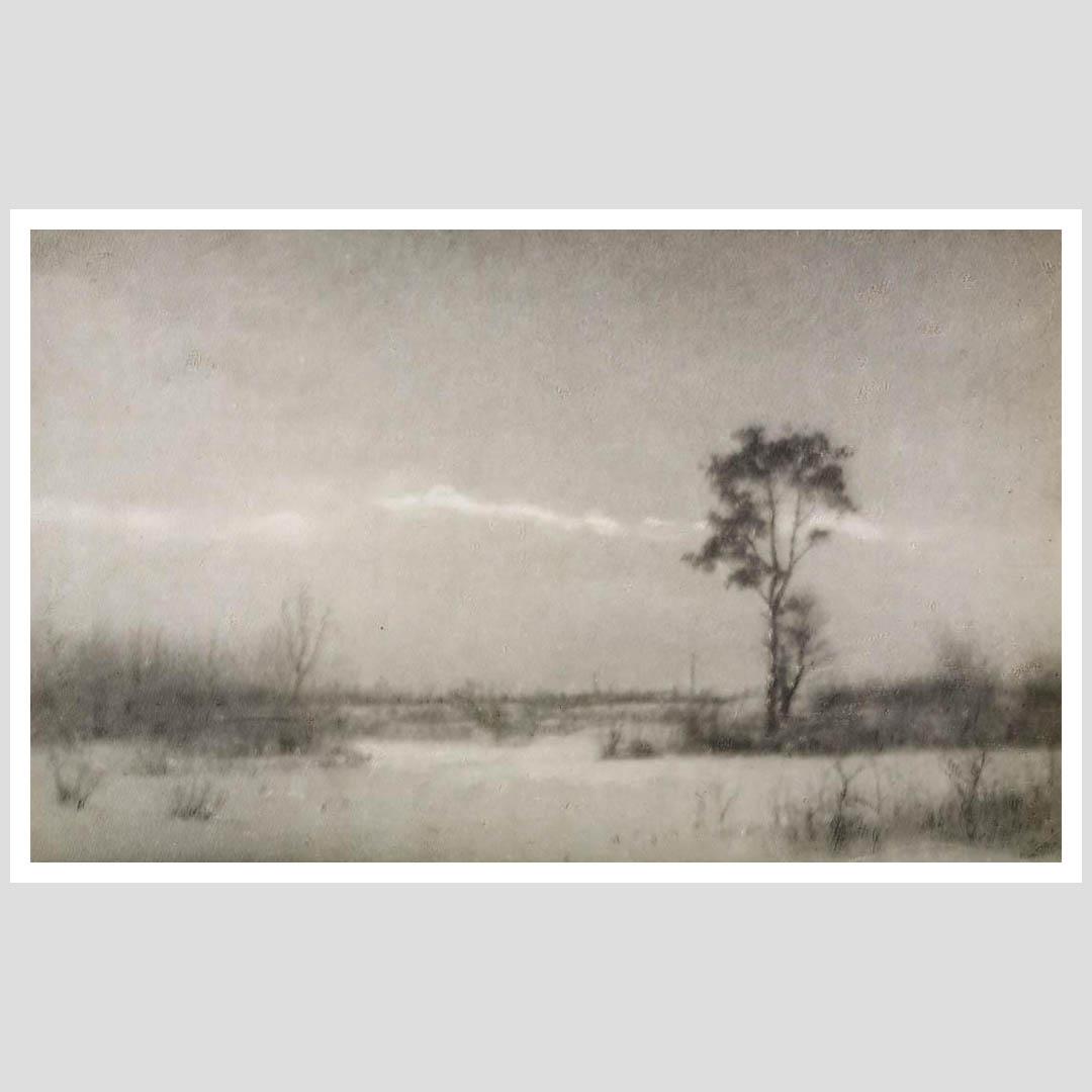 Николай Андреев. Зимний пейзаж с одиноким деревом. 1920-е