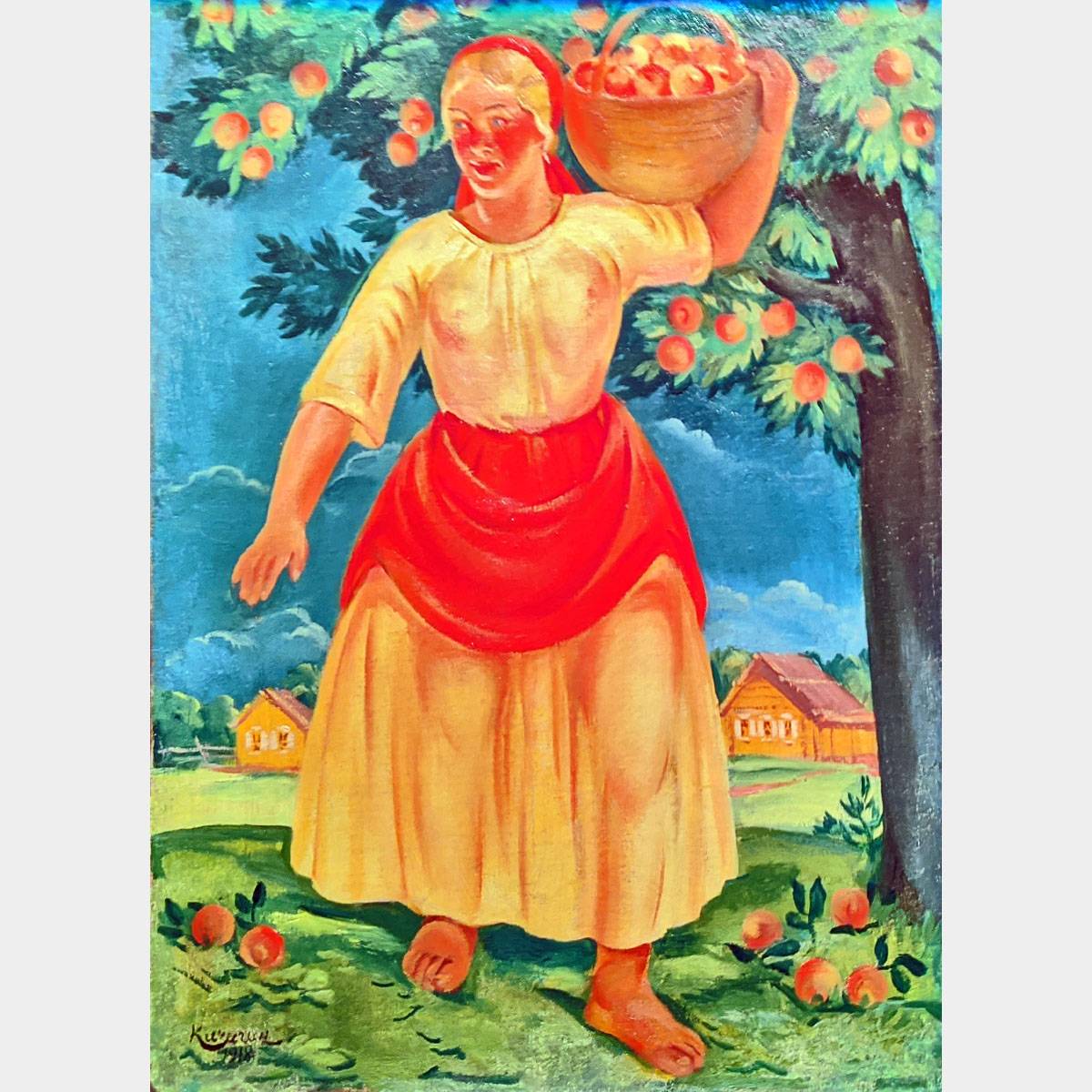 Михаил Кичигин. Сбор фруктов. 1918