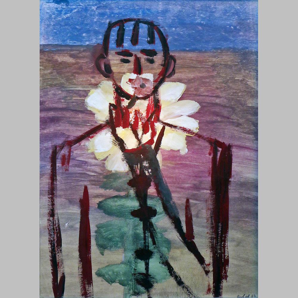 Владимир Яковлев. Мужской портрет с цветком. 1969
