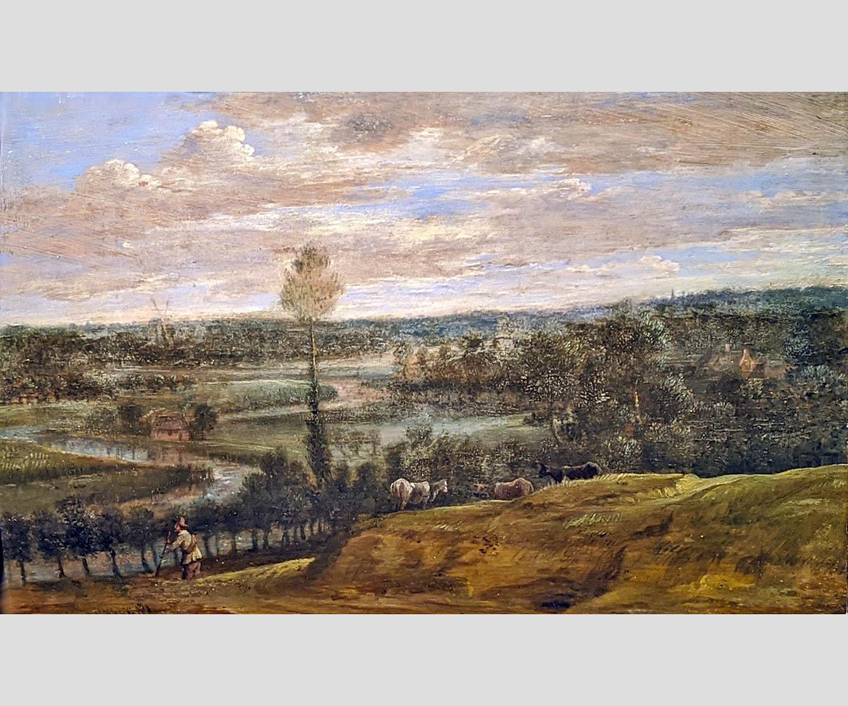 Лукас ван Уден. Пейзаж с деревьями в долине реки. 1630-е