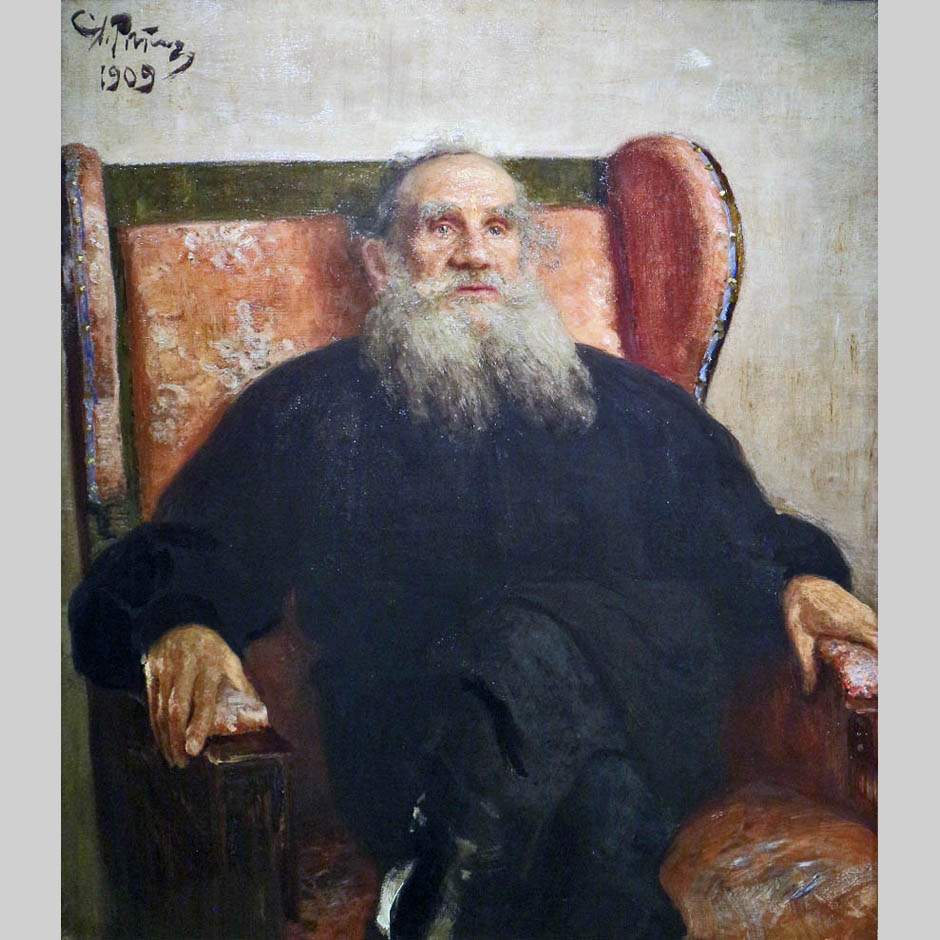 Илья Репин. Л.Н. Толстой в розовом кресле. 1909 