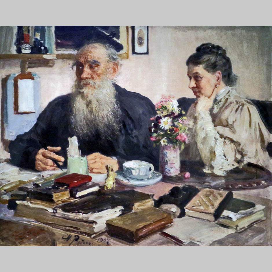 Илья Репин. Портрет Л.Н. и С.А. Толстых. 1907-11