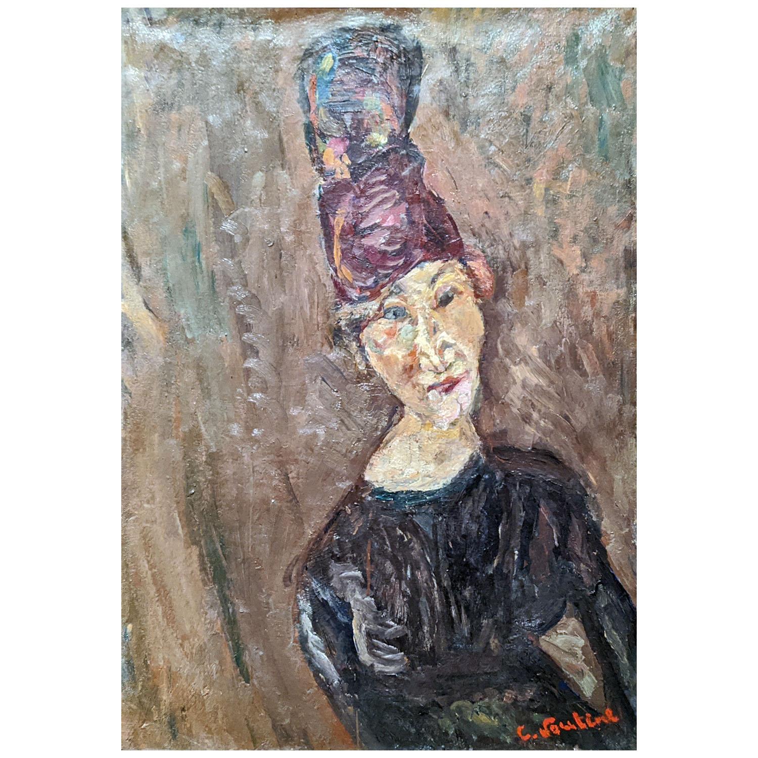 Хаим Сутин. Женщина в большой шляпе. 1919. Собрание V-A-C