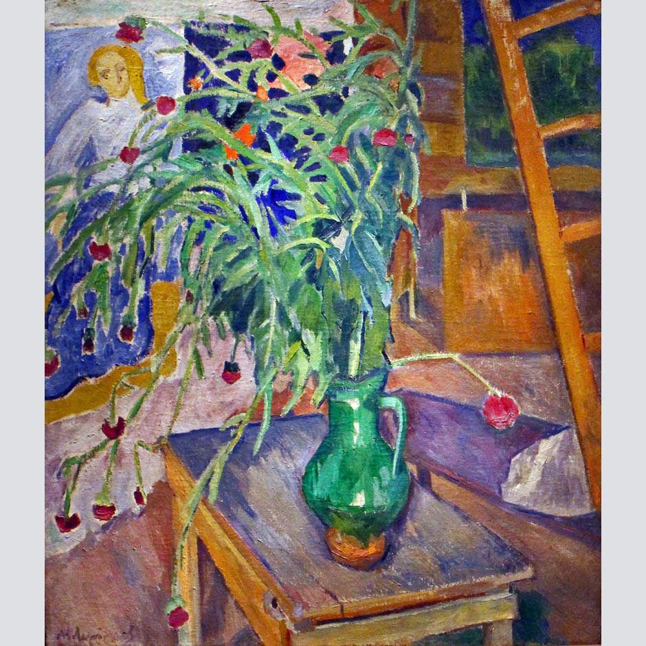 Михаил Ларионов. Цветы на столе. 1907