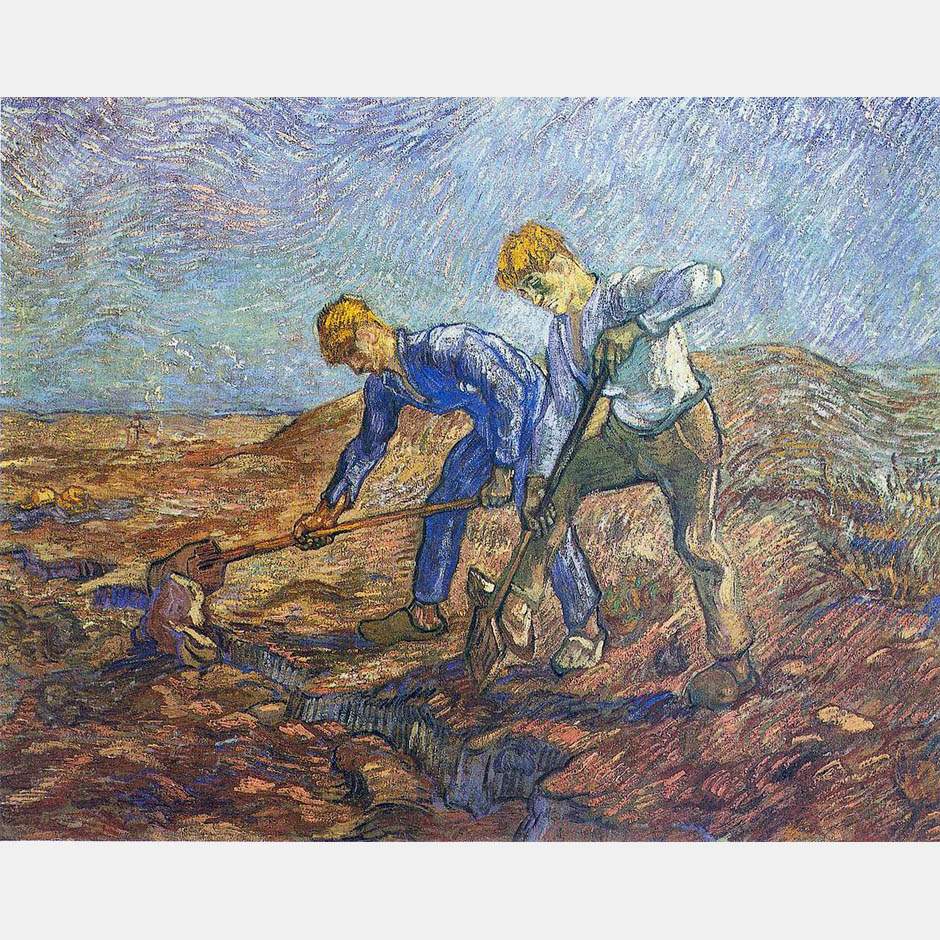 Vincent van Gogh. Farmers working in the field. 1889