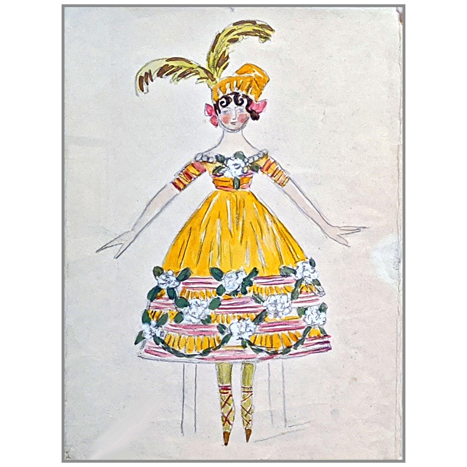 К.А. Коровин. Костюм куклы в желтом платье. 1910-е. ГЦТМ им. Бахрушина