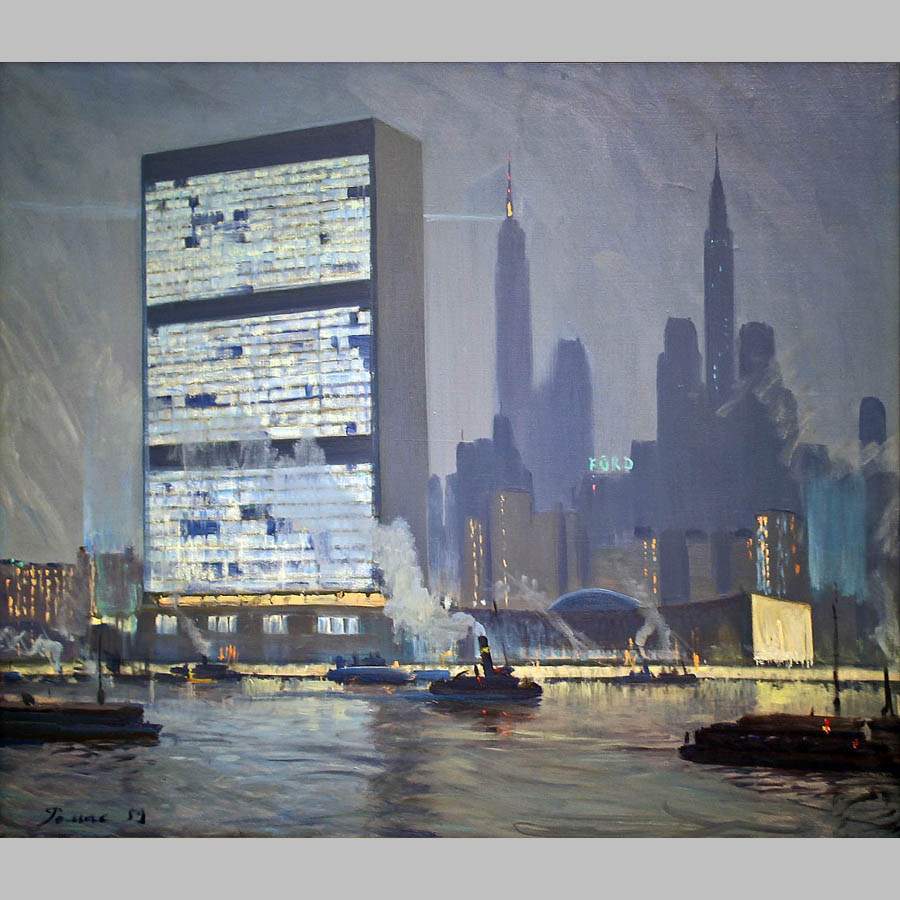 Я.Д. Ромас. Здание ООН. Нью-Йорк. 1959, х., м., пастель