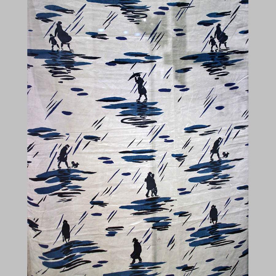 М.Л. Звягин. Дождь. Декоративная ткань. 1960, х-б. ткань, механическая печать