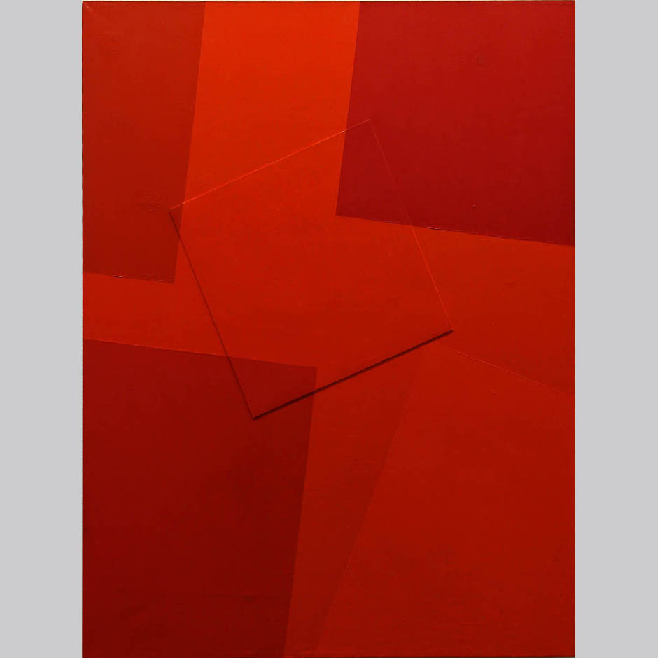 Александр Юликов. Красная композиция с квадратом. 2006, х., м., картон (рельеф)