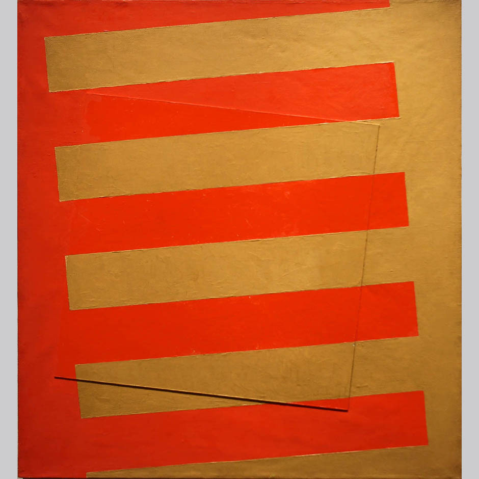 Александр Юликов. Двухцветная композиция с квадратом. 2005, х., м., картон (рельеф)