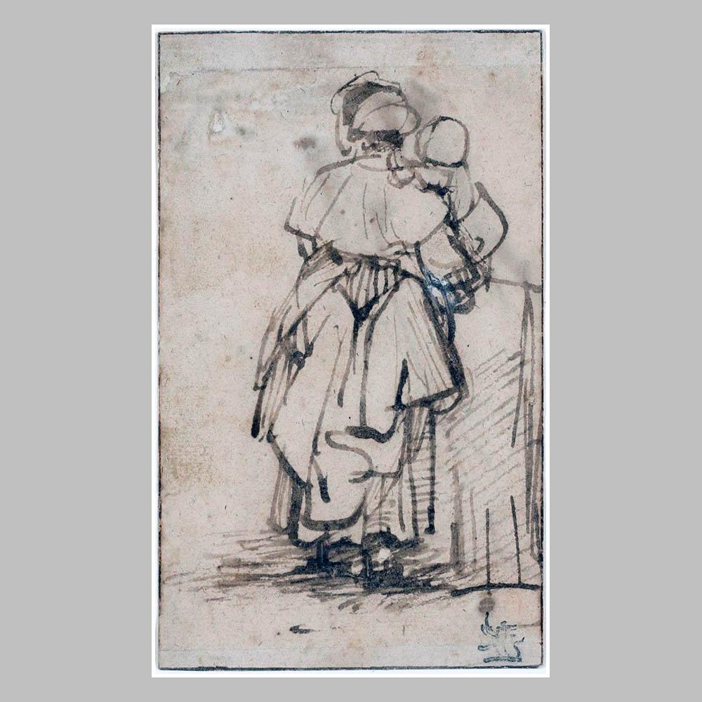 Рембрандт Харменс Ван Рейн. Женщина с ребенком. Рубеж 1640х-1650х