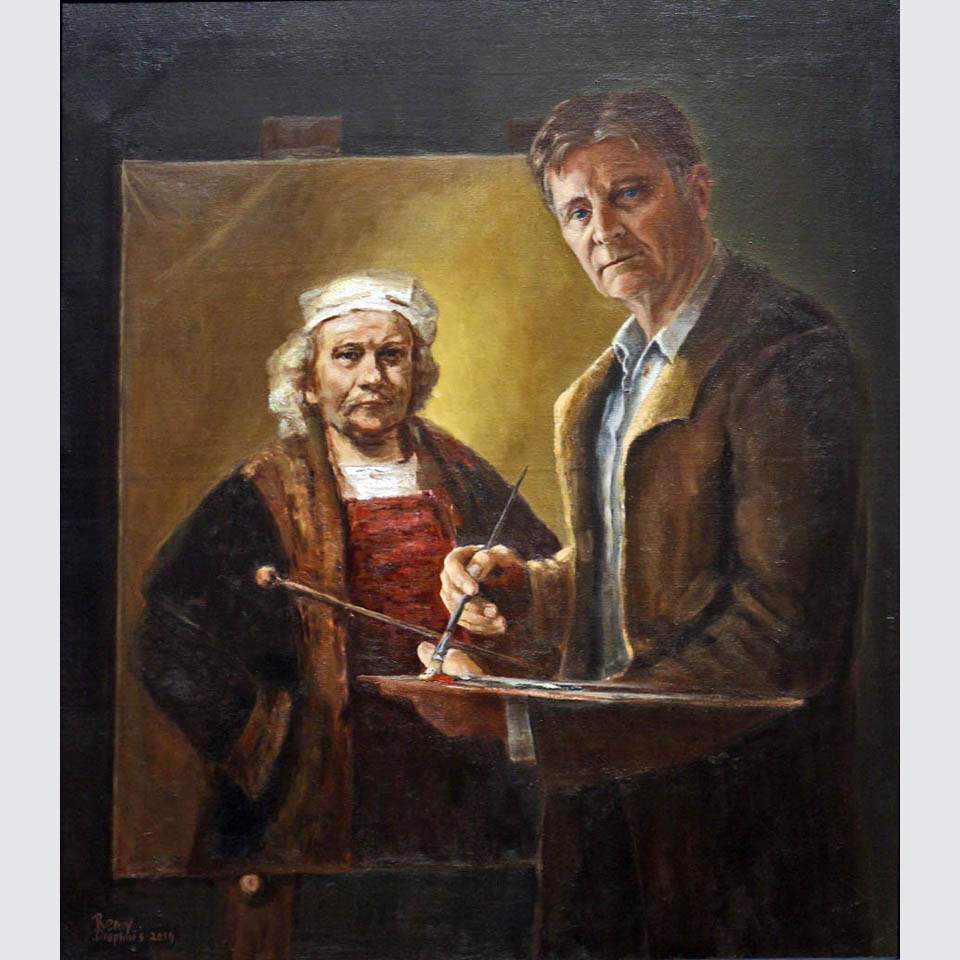 Remy Diephuis. Zelfportret met Rembrandt
