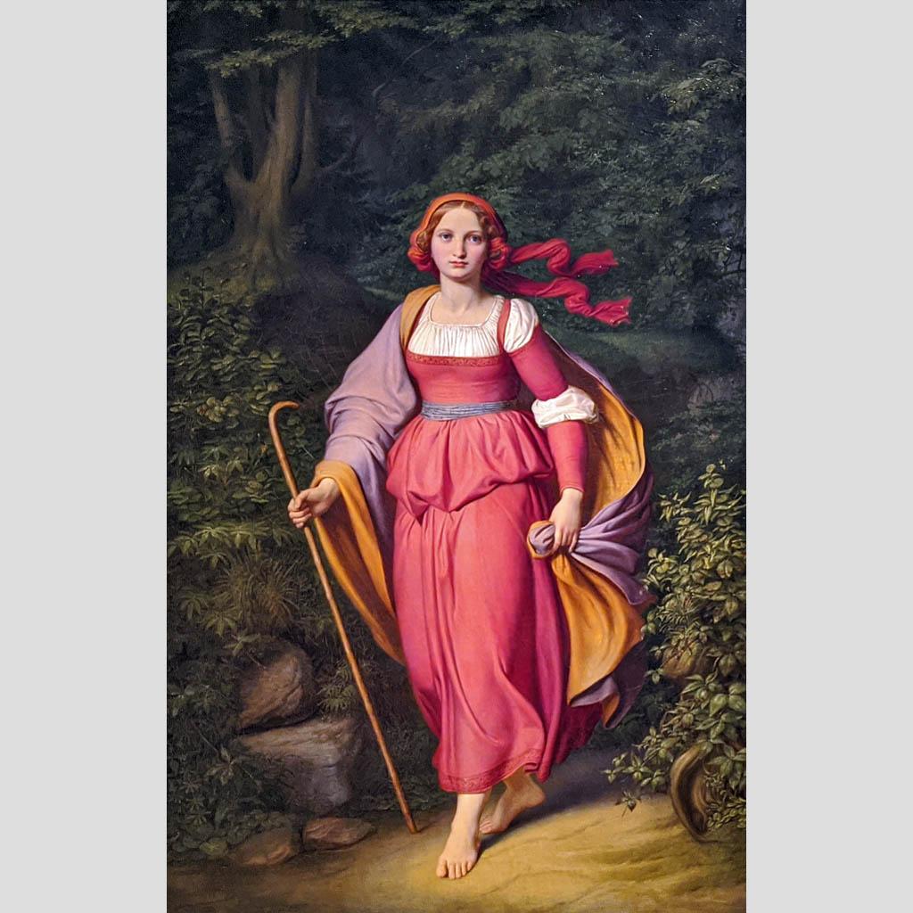 Адольф Эрхард. Девушка, идущая через лес. 1844