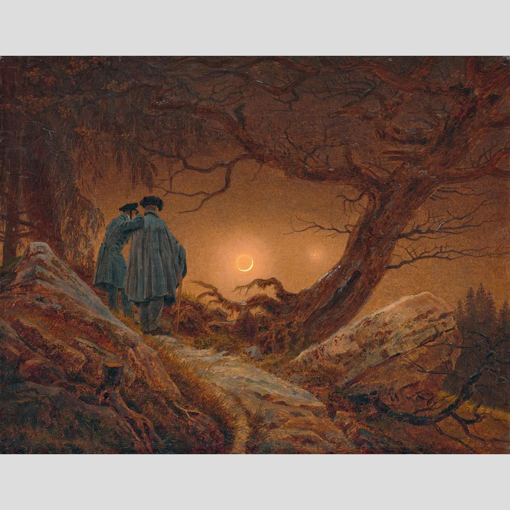 Каспар Давид Фридрих. Двое мужчин, созерцающих луну. 1820