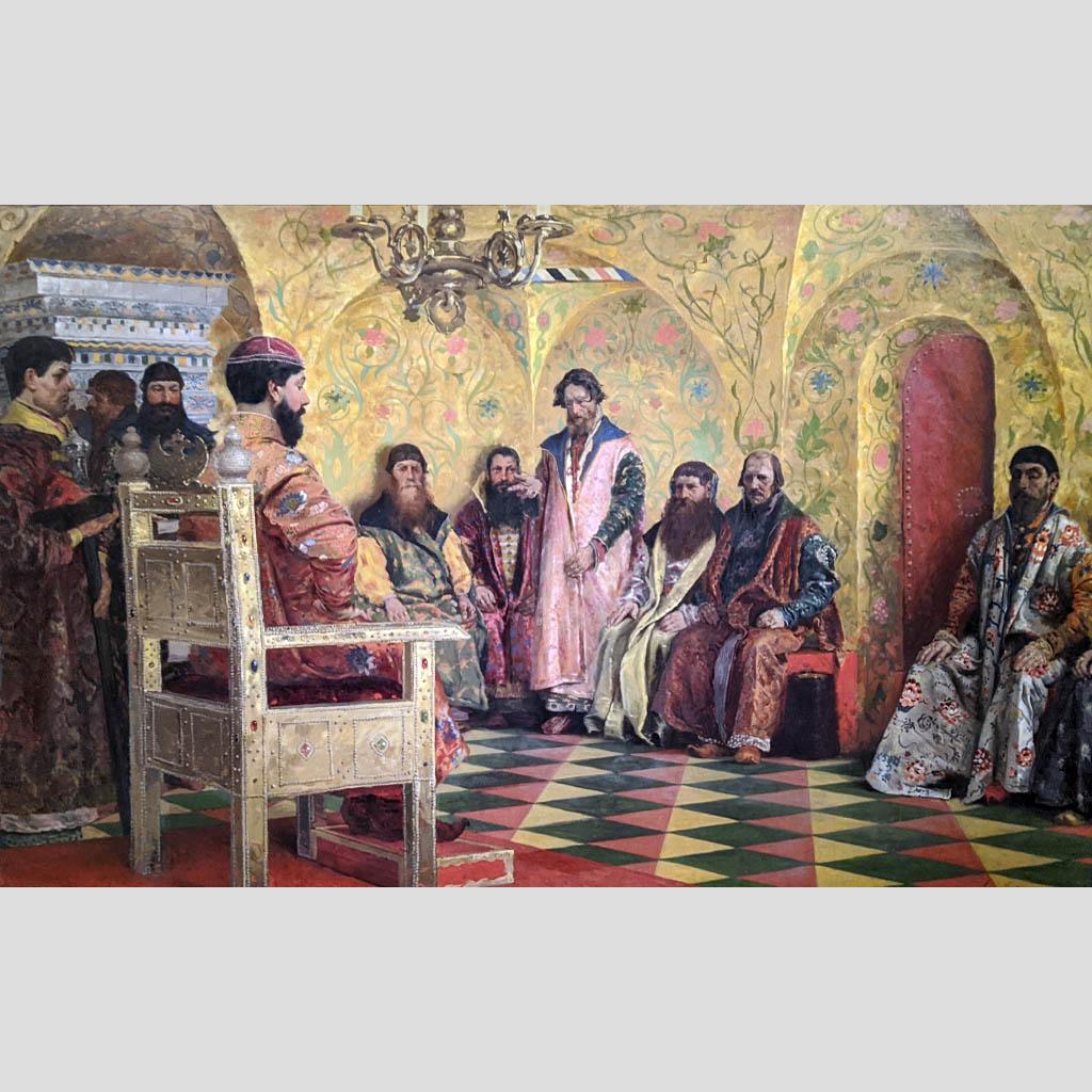 Андрей Рябушкин. Сидение царя Михаила Федоровича с боярами. 1893