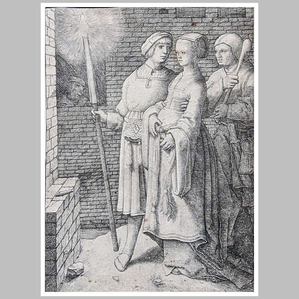 Лука Лейденский. Мужчина с факелом и дама. 1508
