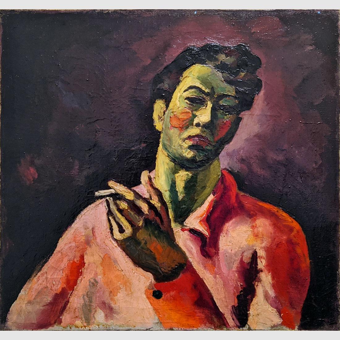 Олег Целков. Автопортрет с сигаретой. 1956