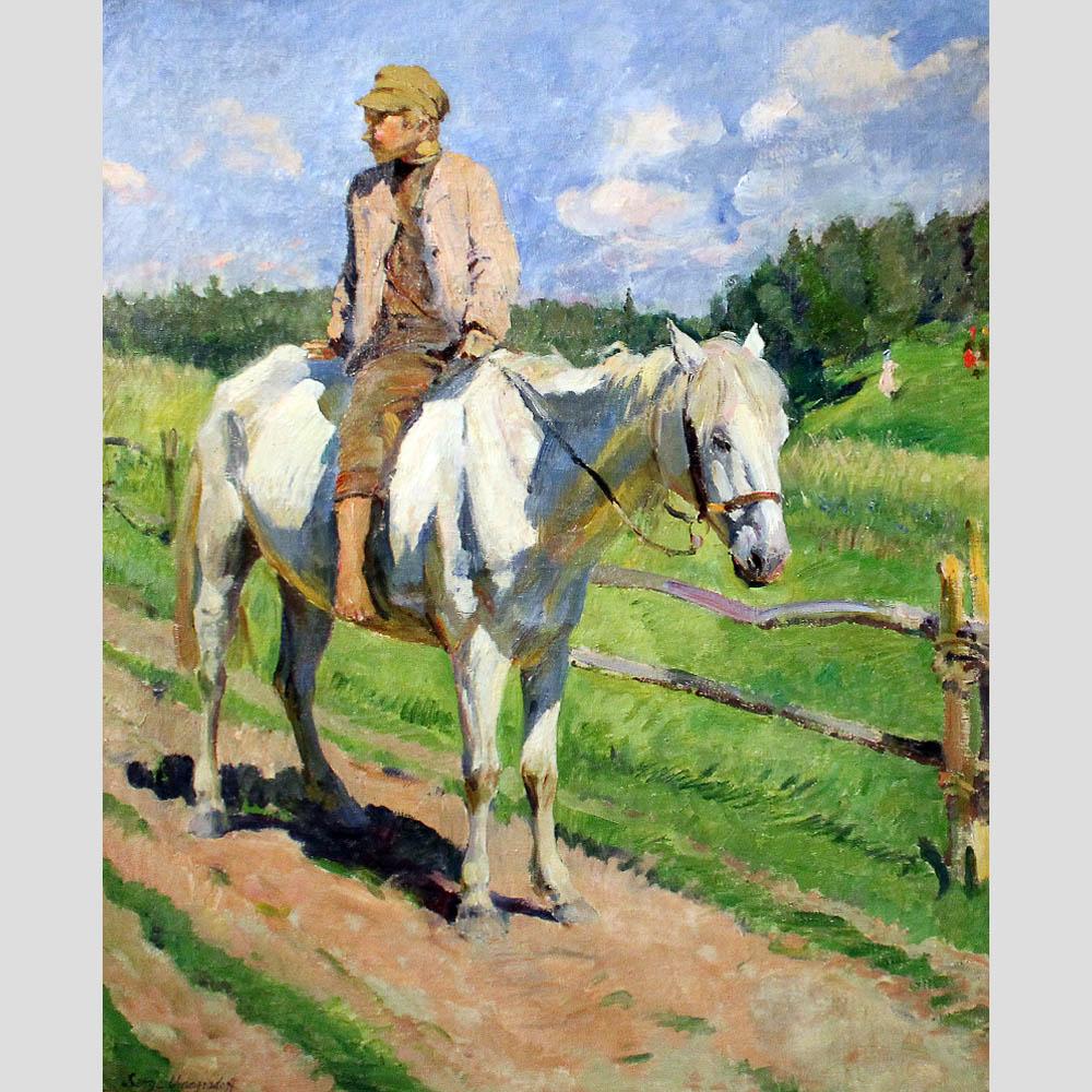 Сергей Виноградов. Мальчик на лошади. 1928