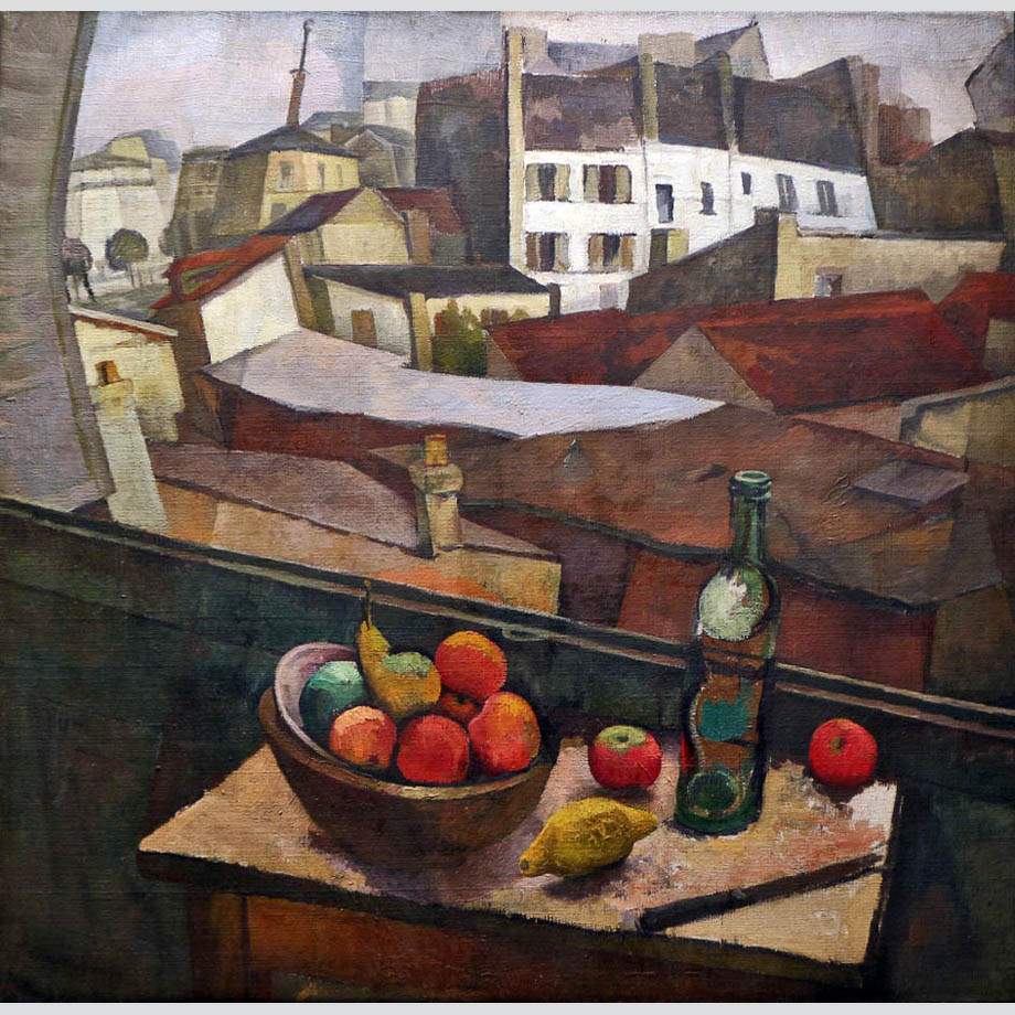 Диего Ривера. Нож и фрукты на окне. 1917